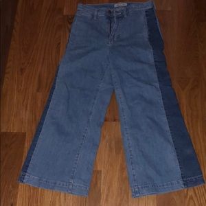 Madewell wise leg two tone jeans.